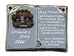 Keramikschild als Buch für Ehrungen und besondere Anlässe - Größe: 20x14 cm