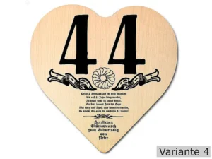 Herz Holzschild mit Wunschtext Geschenk zum 44. Geburtstag