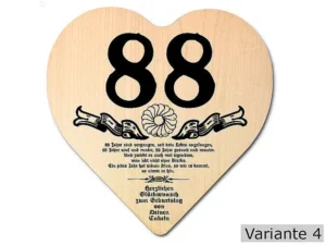 Herz Holzschild mit Wunschtext Geschenk zum 88. Geburtstag