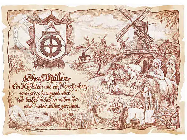 Zunftbild Müller auf Antikpapier im A4-Format