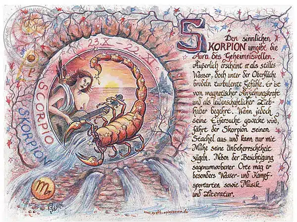 Sternbild Skorpion auf Antikpapier im A4-Format