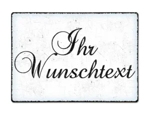 Blechschild A4 mit individuellem Wunschtext im Vintage Stil weiß