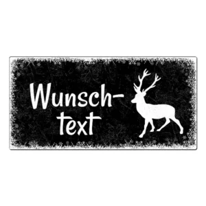 Schild mit Hirsch - viele weitere Symbole zur Auswahl - Farbe schwarz - Format 20 x 10 cm