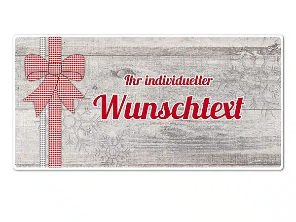 Hüttendeko-Schild mit Wunschtext und Schleife - 300 x 150 mm