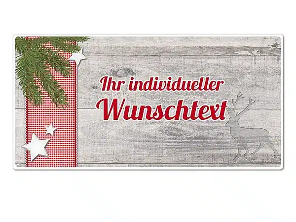 Hüttendeko-Schild mit Wunschtext und Tannenzweig - 300 x 150mm