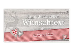 Hüttendeko-Schild mit Wunschtext und Hirsch - 300 x 150mm