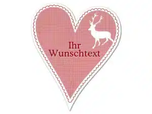 Hüttendeko-Herz mit Wunschtext und Hirsch - 180mm