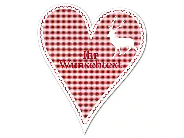 Hüttendeko-Herz mit Wunschtext und Hirsch - 180mm