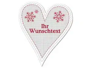 Hüttendeko-Herz mit Wunschtext und Schneeflocken - 180mm