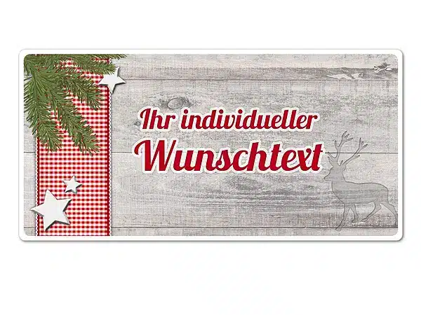 Hüttendeko-Schild mit Wunschtext und Tannenzweig - 200 x 100mm