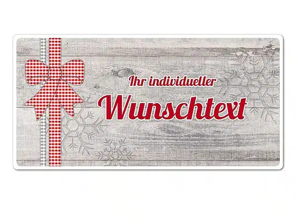 Hüttendeko-Schild mit Wunschtext und Schleife 200 x 100 mm