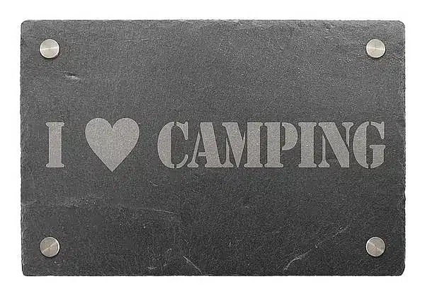 Dekoschild aus Schiefer 30 x 20 cm - Motiv I love Camping