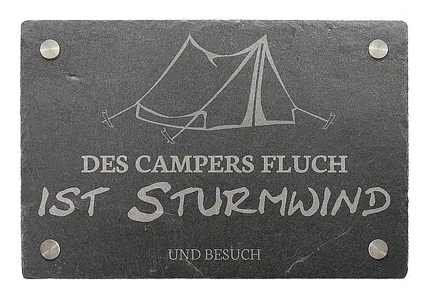 Dekoschild aus Schiefer 30 x 20 cm - Motiv Zelt