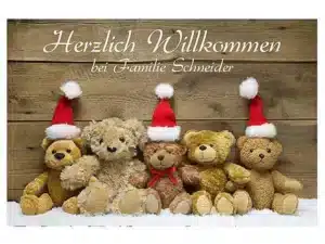 Weihnachtsdeko - Fußmatte mit niedlichen Teddybären