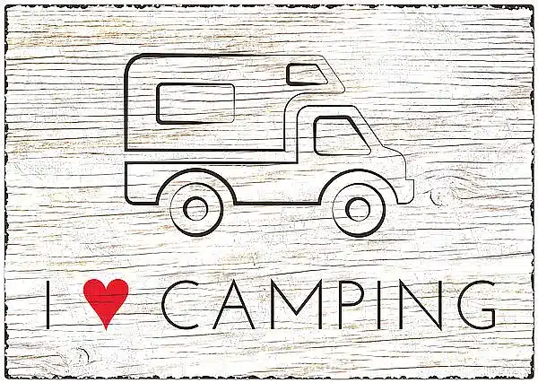 Blechschild Wohnmobil Größe A4 - I love Camping