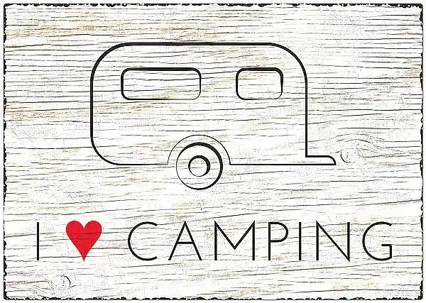 Blechschild Wohnwagen Größe A4 - I love Camping