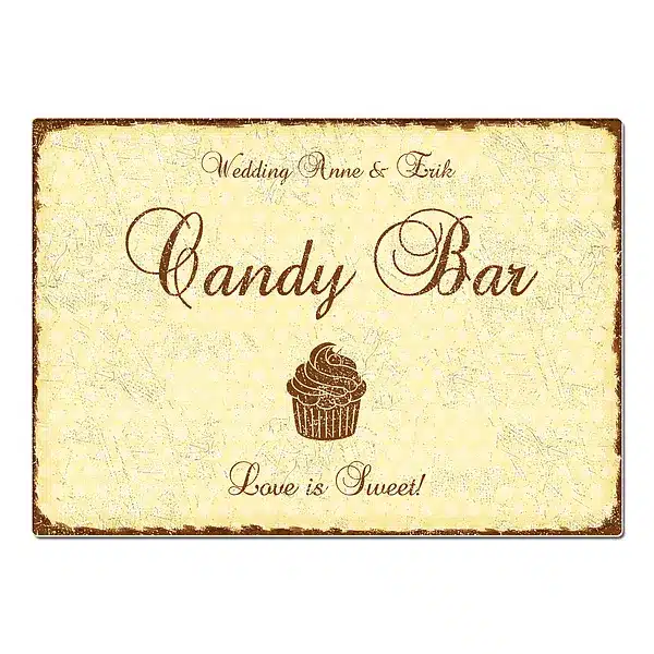 Hochzeitsdeko Schild Candy Bar - Format A3 gelb