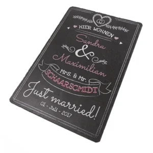 Hochzeitsgeschenk - bedruckte Schiefertafel mit Wunschtext | rosa
