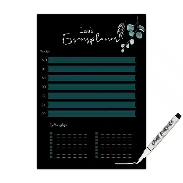 Chalkboard "Essensplaner" A4 oder A3 mit Wunschtext und inkl. Kreidemarker - blau