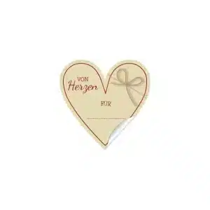 Sticker "von Herzen" - 12 Stück auf einem A4 Bogen Design Heart