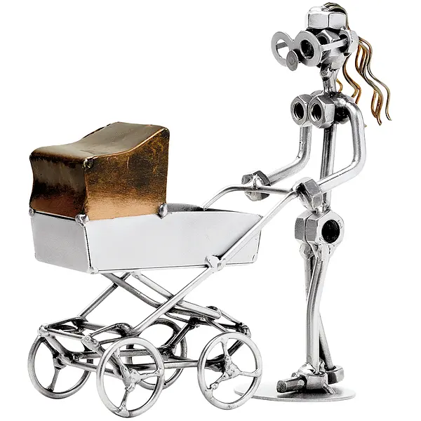 Schraubenmännchen Frau mit Kinderwagen