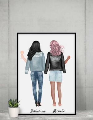 Beste Freundinnen (bis zu 5 Personen)- Personalisierter Kunstdruck (Poster