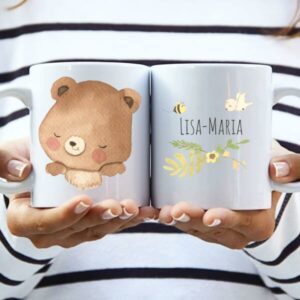 Bär Aquarell mit Kindernamen - Personalisierte Tasse
