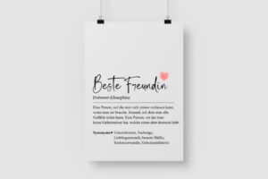 Beste Freundin Definition - Personalisiertes Poster