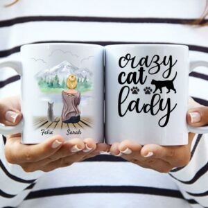 Frau mit Katzen - Personalisierte Tasse