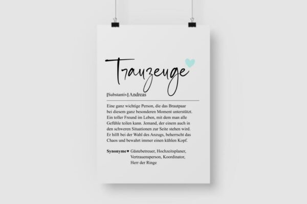 Trauzeuge Definition - Personalisiertes Poster