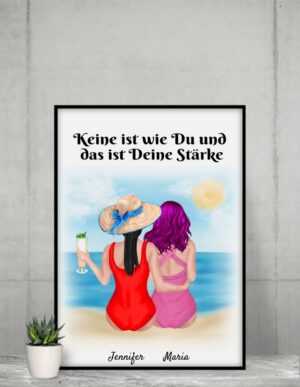 Beste Freundinnen Strand - Personalisierter Kunstdruck (Poster