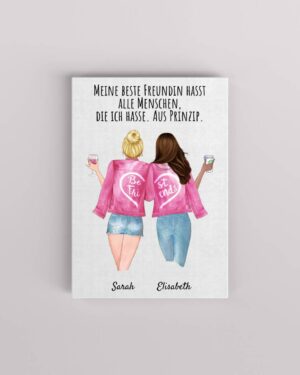 Schwestern Pink -  Personalisierter Kunstdruck (Poster