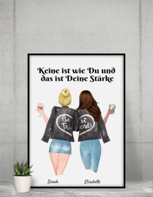 2 Beste Freundinnen - Personalisierter Kunstdruck (Poster