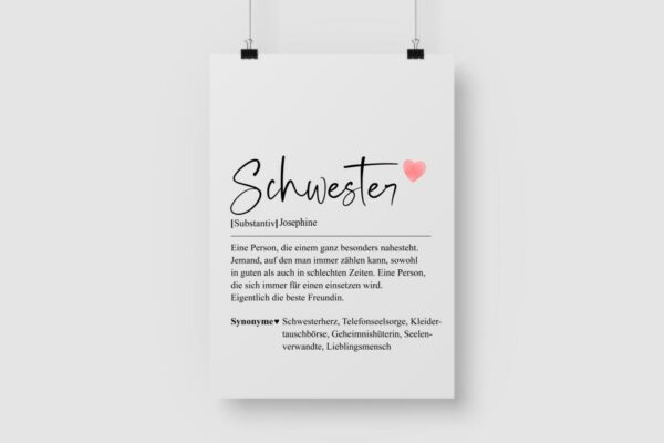 Schwester Definition - Personalisiertes Poster