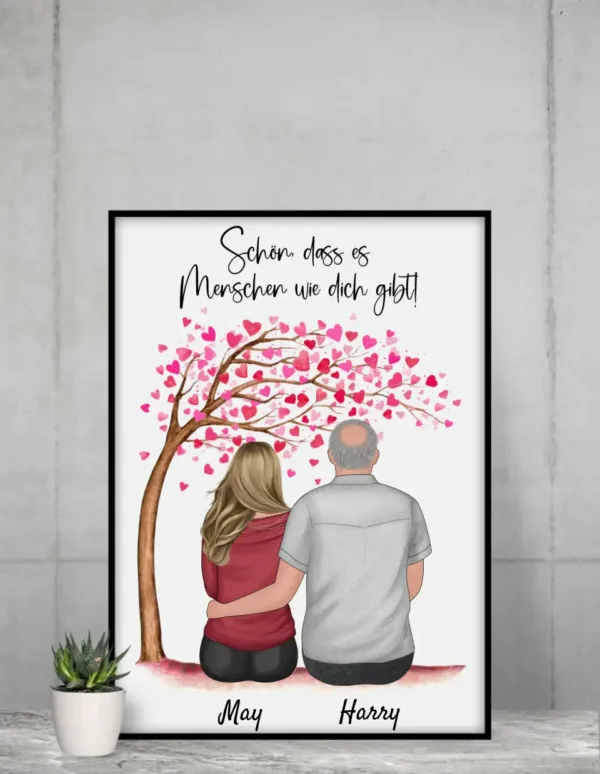 Vater und Tochter (auch mit Haustieren) - Personalisierter Kunstdruck (Poster