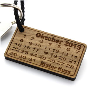 Holz Schlüsselanhänger - Herztag Kalender