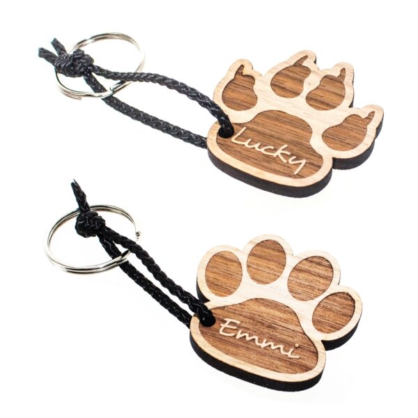Lieblingsmensch Gravur Schlüsselanhänger aus Holz - Katzen- oder Hundepfote